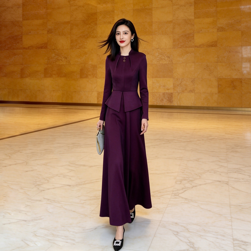 Elegant and Graceful Dress for Women, Spring and Autumn 2026 New Style, High-End, Slimming, Early Autumn Fake Two-Piece Long Dress Elegant and Graceful Dress for Women, Spring and Autumn 2026 New Style, High-End, Slimming, Early Autumn Fake Two-Piece Long Dress