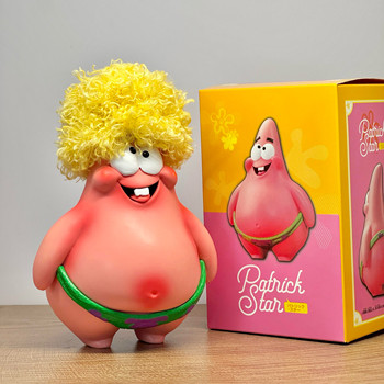 Afro-Haired Patrick Star Figurine, Creative Cartoon Desktop Ornament, Cute Car Decoration, Christmas Gift for Friends