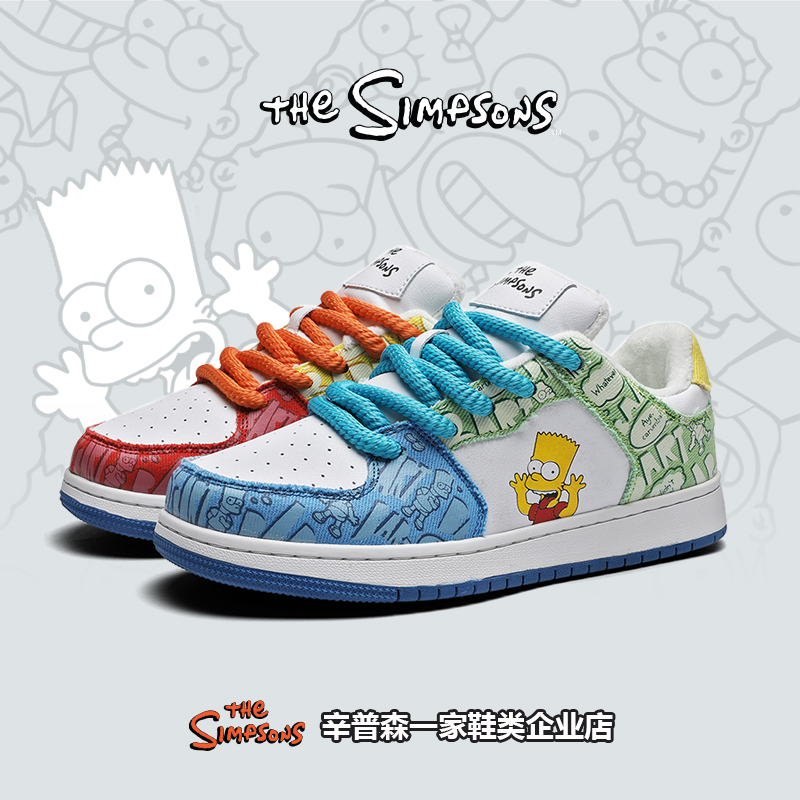 The Simpsons Shoes Men's Unisex Color Plush Versatile Graffiti Air Force Sneakers Spring and Summer Couple Sports Casual Shoes