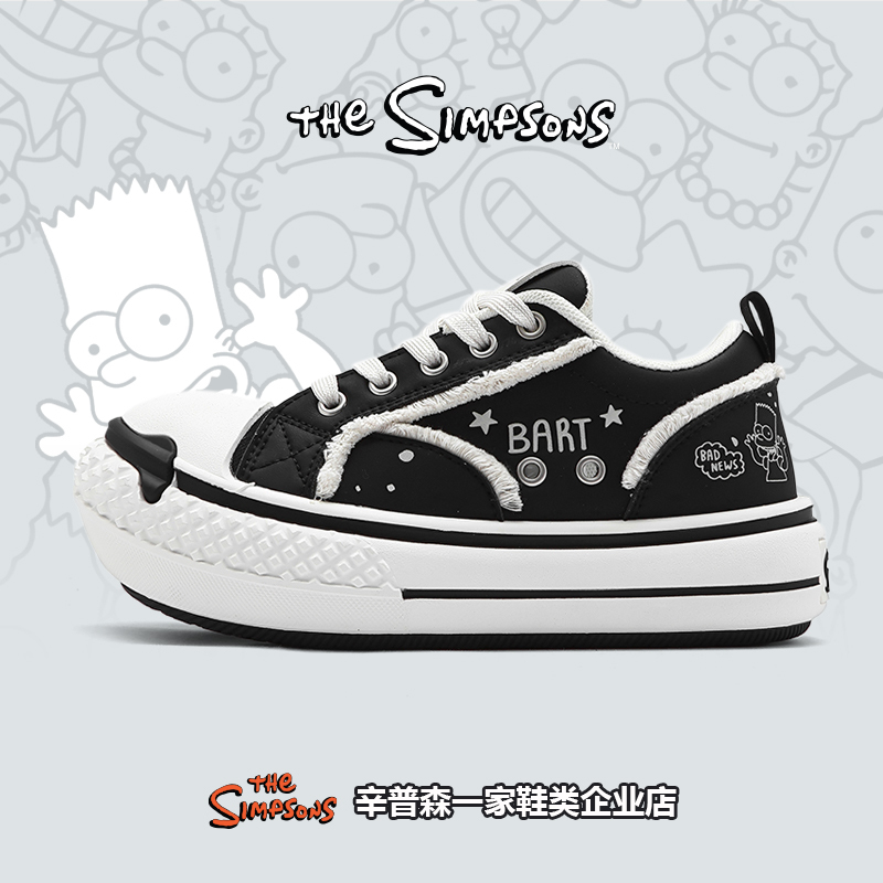 The Simpsons Shoes for Men, Black Graffiti Thick-Soled Big-Toe Shoes, Summer Couple's Versatile Ugly-Cute Sports Canvas Shoes