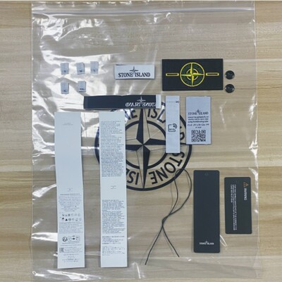 Этикетка с размером Stone Island Тканый знак Торговая марка Этикетка на воротнике Тканевая этикетка Вышитая бирка Ярлык для стирки Полная упаковка