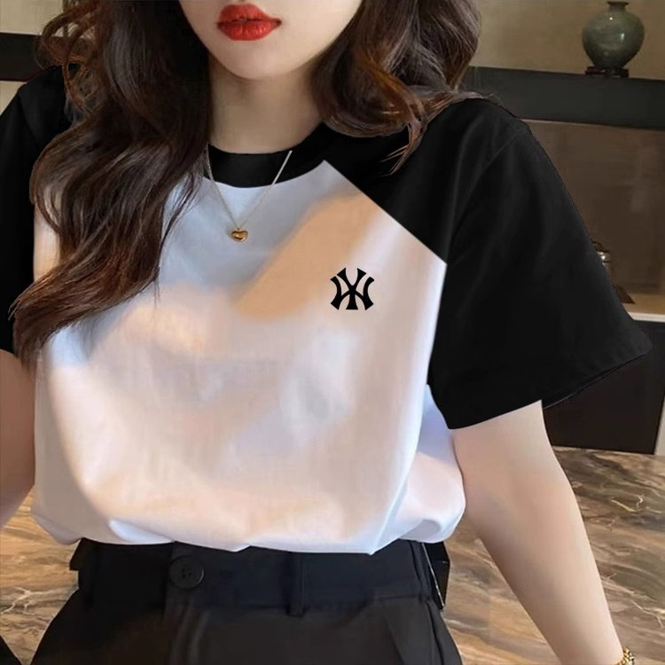 【公式サイト10％オフ】2025年夏の新作オールマッチコントラストカラー純綿レディースTシャツカップル男女同じスタイル