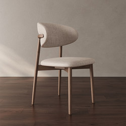 Nordic Solid Wood Dining Chair for Home Use, Modern Minimalist Designer Dining Room Chair, Home Stool, Fabric Upholstered Backrest Chair