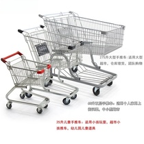 Large capacity double-layer trolley double-layer steel tube shopping cart supermarket trolley supermarket shopping cart