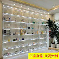 Acrylic luminous display cabinet customized beauty salon medical cosmetics storage display display shelf against the wall