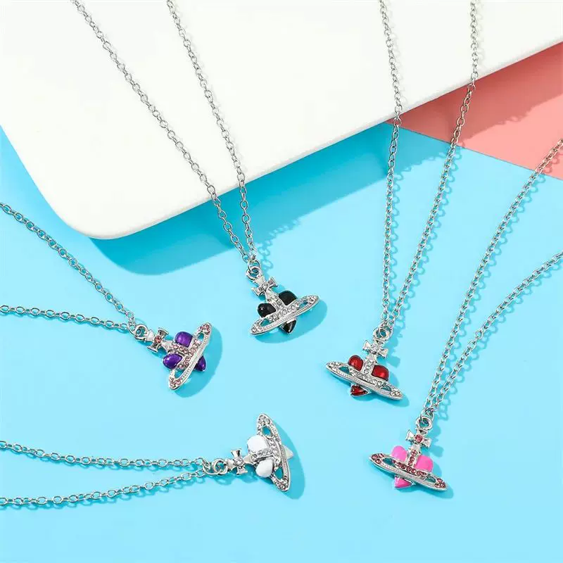 Подвеска-кулон Y2K Jewelry «Сердце-планета (Сатурн)», эмаль и кристаллы, несколько цветов