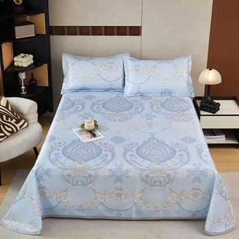 Summer ice silk cool three-mattress set sheets folding air conditioner soft mattress water naked wash and sleep double bedding