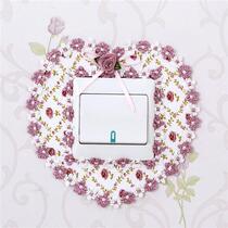 Manufacturer heart-shaped fabric switch sticker socket cover light switch decorative protective cover creative wall sticker dust cover