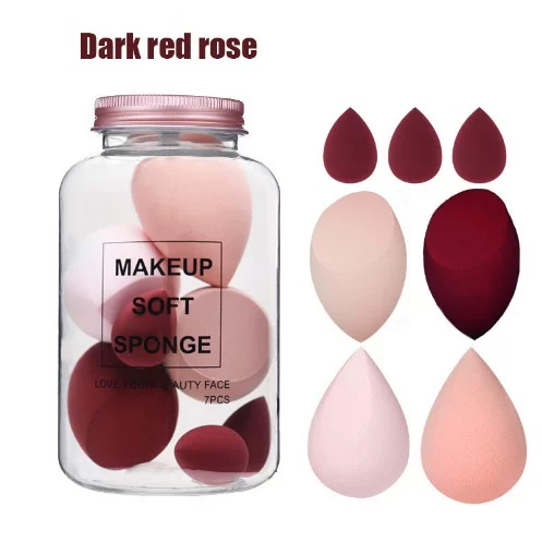 Makeup Sponge Set 8 pcs Shaped Blenders, Multi-colored Soft Face Sponges in Jar