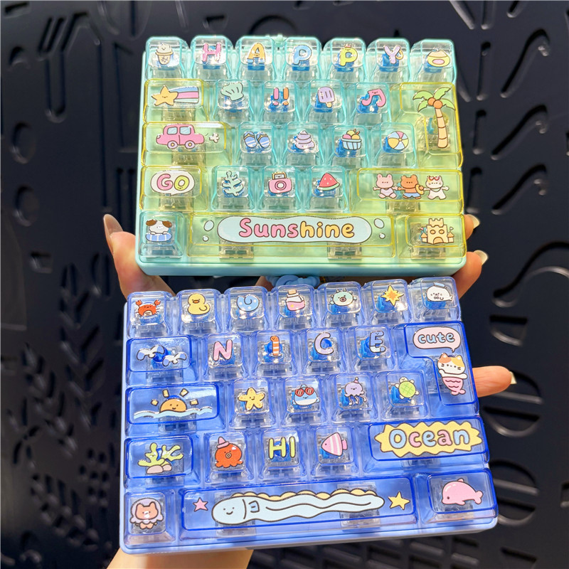 Internet Celebrity Stress-Relief Fun Exercise Transparent 26-Key Keyboard Keychain Pendant Couple Bag Decoration Toy