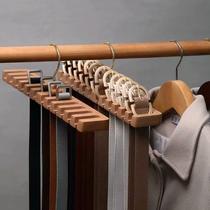 Belt storage home multi-functional tie hanger solid wood multi-grid belt silk scarf bow tie wardrobe organization artifact