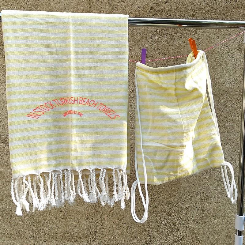 180*100 Beach Blanket Turkish Beach Towel with Bag Quick Dry Stripes