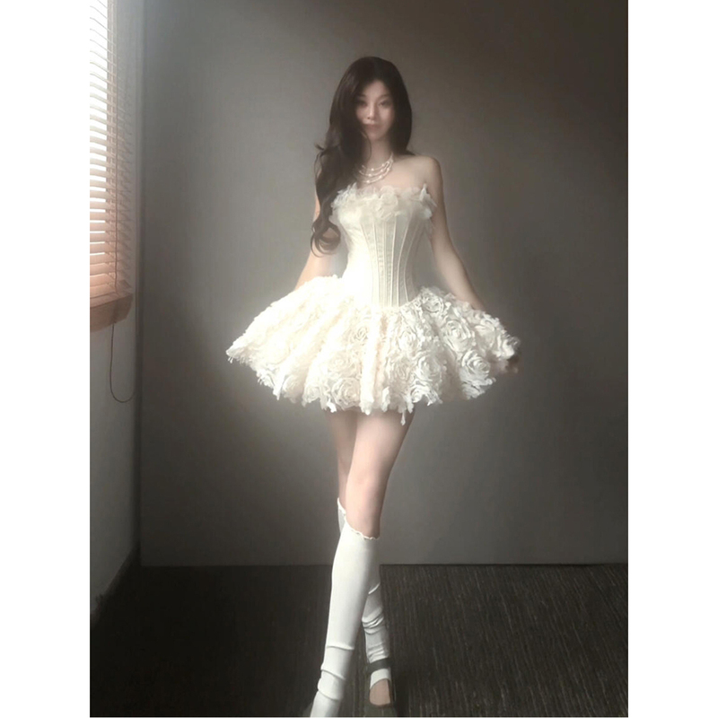 Evening Dress, Elegant Socialite Style, Student Coming-Of-Age Ceremony, Birthday Banquet, Princess Dress, Elaborate Floral Robe, Bride