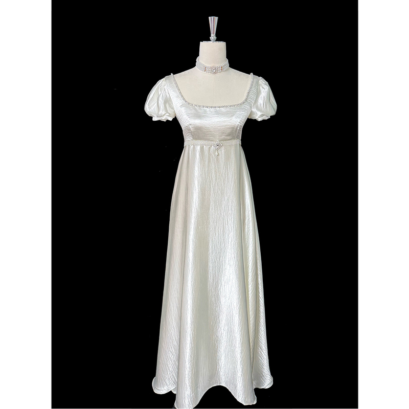 Imperial-Style Lolita Evening Dress, Vintage Beaded Student Day Banquet Adult Ceremony Dress, Everyday Wearable Satin, Stunning for Summer