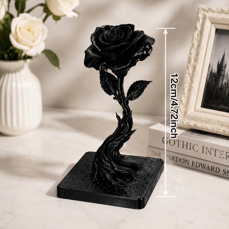 Cross-Border New Product 3D Printed Gothic Style Dark Eternal Tree-Shaped Black Rose Ornament Desktop Decoration Branch Design