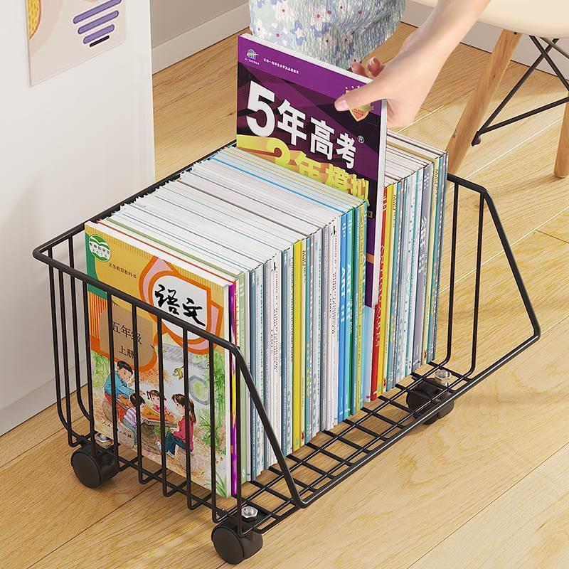 Desk side small book rack movable with wheel small book cabinet Racks Iron Art Desk Lower Easy Landing Bookcase-Taobao