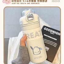 Thermos cup for girls simple 316 stainless steel water cup for women 2023 new high-looking sports double drinking straw cup