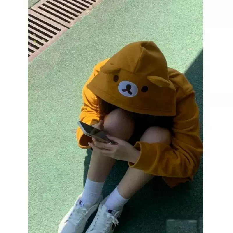 [Диптон Худи с молнией Kawaii Женщины Oversized японская девочка]