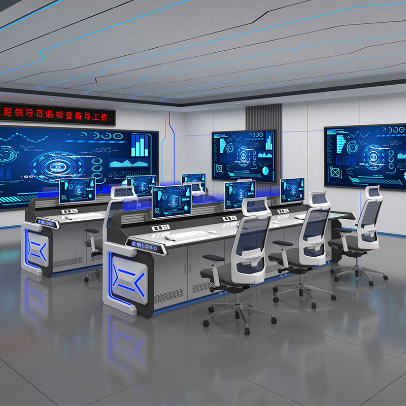 Chen Domain Custom Technology Sensation Command Center Monitoring Desk Console Multimedia Security Dispatch Bench monitoring center operating desk middle control room table bench baking lacquer double joint triple-Taobao