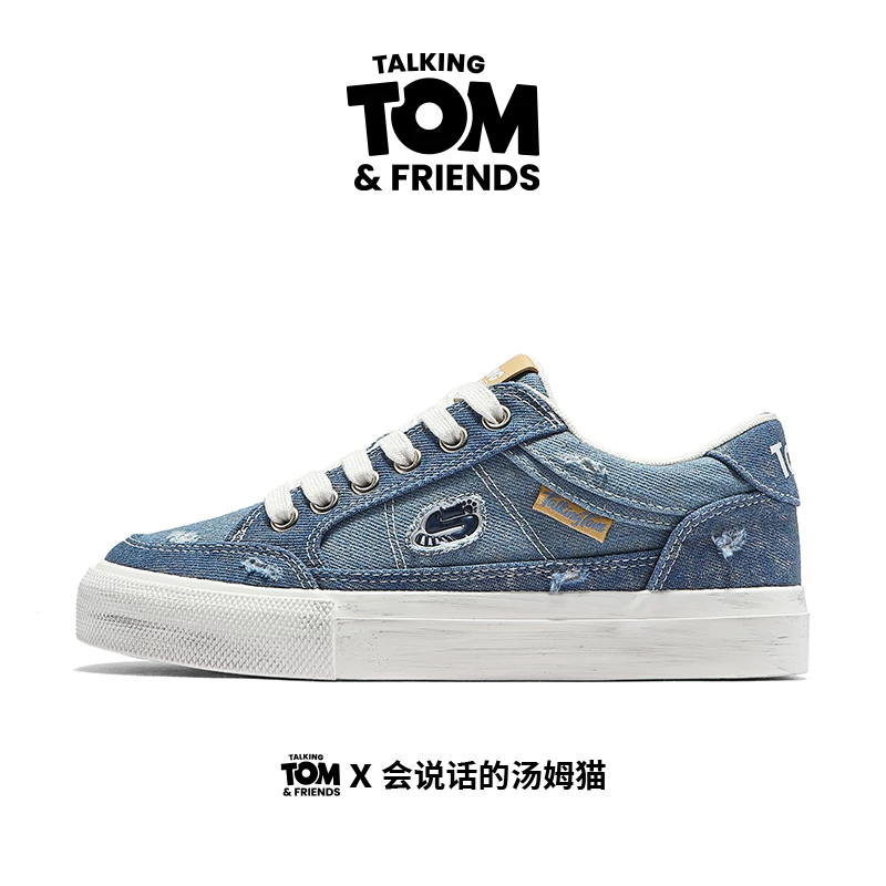 Talking Tom Cat Shoes Мужские джинсовые синие спортивные кроссовки для скейтборда для пары весна-лето повседневные низкие кроссовки на канве