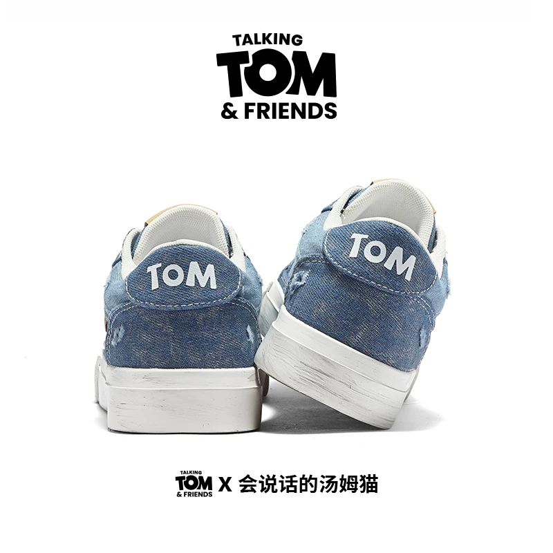 Talking Tom Cat Shoes Мужские джинсовые синие спортивные кроссовки для скейтборда для пары весна-лето повседневные низкие кроссовки на канве
