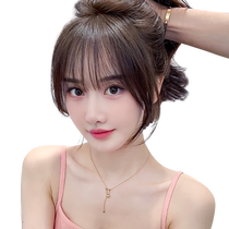 Large area of ​​artificial scalp French bangs on top of head covering white hair increasing hair volume fluffy female hair extensions real hair