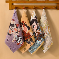 Pure Cotton Gauze Square Towel, Square-Shaped, Made of Pure Cotton, Soft, Absorbent, Lint-Free, Cute Cartoon Face Towel, Suitable for Adults and Children