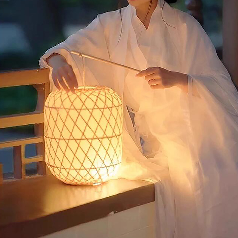 Bamboo Hand-Held Ancient Style Lanterns, Han Dynasty Photography, Hometown and Moon Dance, Film and Television Photography Props, Chinese Winter Melon Bamboo Lampshade