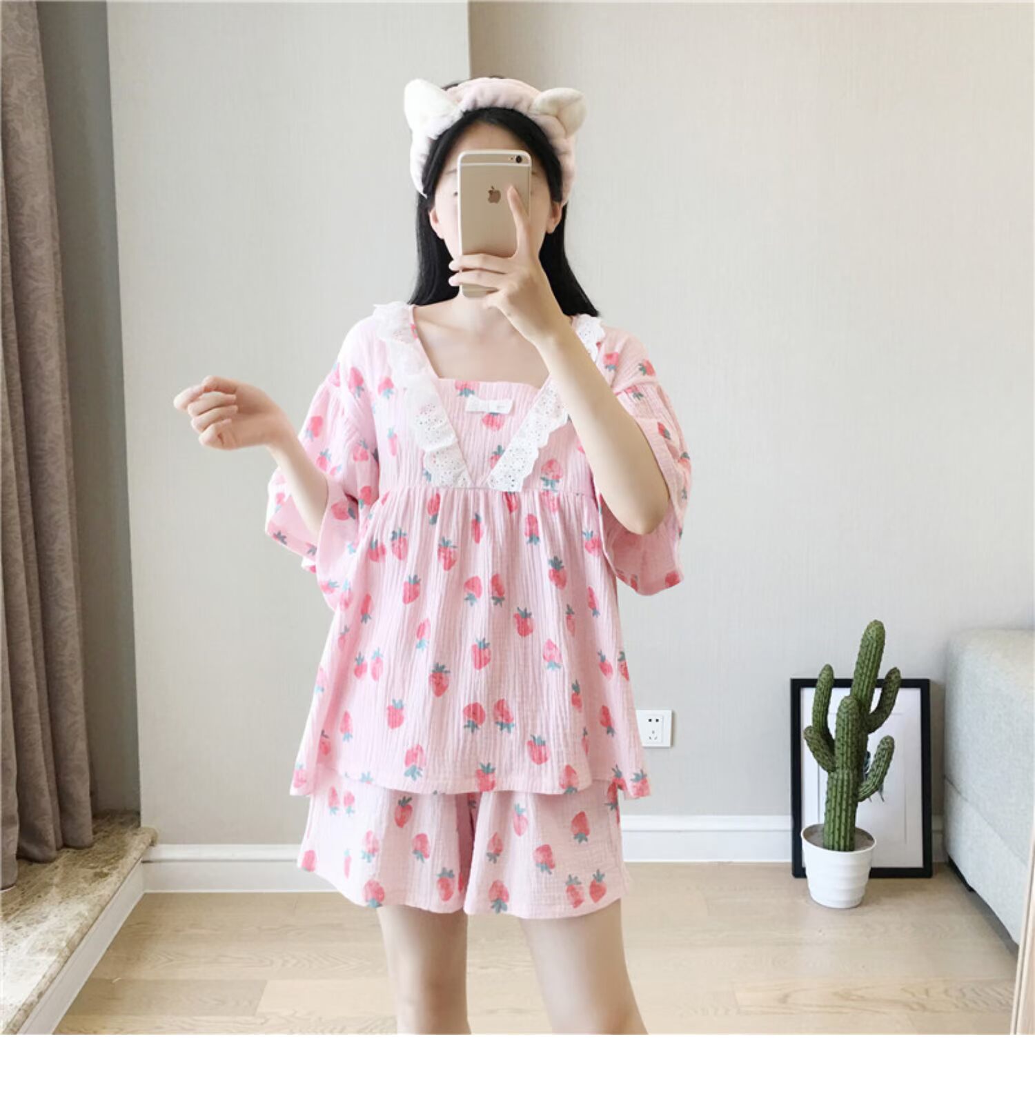 Bà bầu đồ ngủ mùa hè mỏng gạc cotton ngắn tay ngắn quần áo cho con bú dịch vụ nhà tháng quần áo thời kỳ mang thai phù hợp - Giải trí mặc / Mum mặc thời trang sau sinh cho mẹ