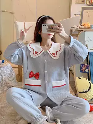 Jia Ying Yuezi clothing spring and autumn cotton postpartum air cotton pregnant women's pajamas 10 month 11 autumn winter nursing home clothing