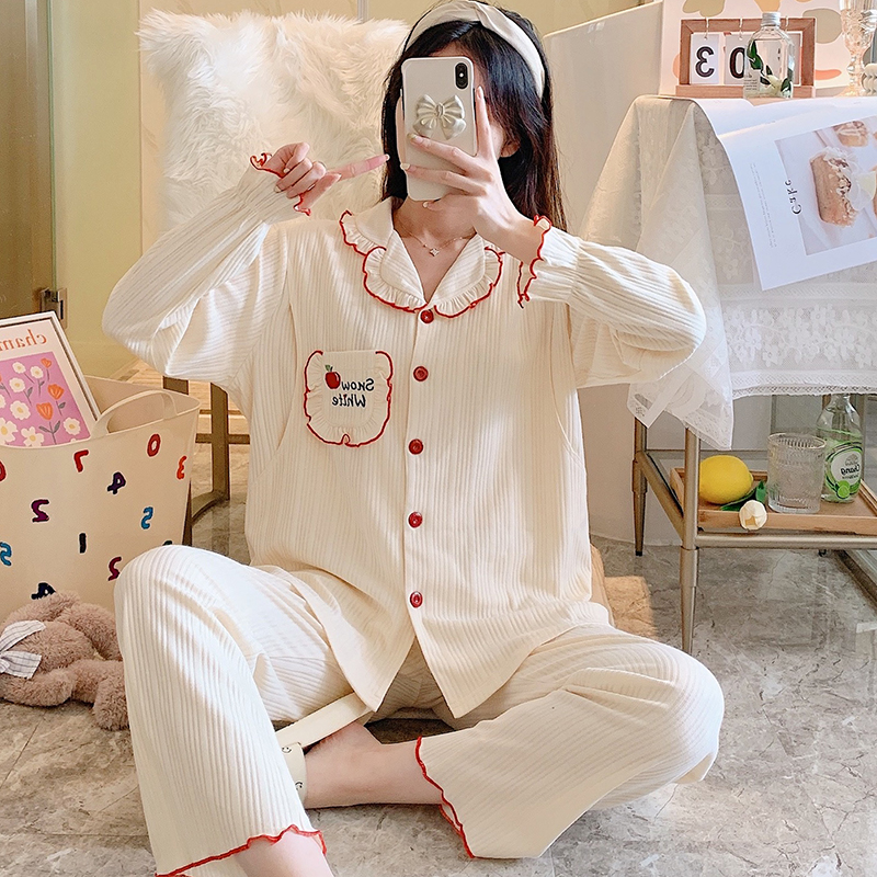 Jia Ying Yuezi served cotton spring and autumn postpartum breastfeeding pajamas December 10 winter pregnant women to give birth at home 11