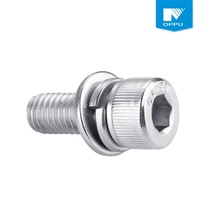 (-)Stainless steel cylindrical head hexagonal three-combination screw hexagonal spring washer flat washer