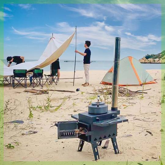 户外柴火炉子便携野餐装备野营用品多功能无烟折叠灶野炊炉具野外