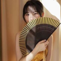 Fan Chinese wind big red female fan with matching horse face dress Chinese style fan retro style Chinese style Qipao Folding Fan Vintage