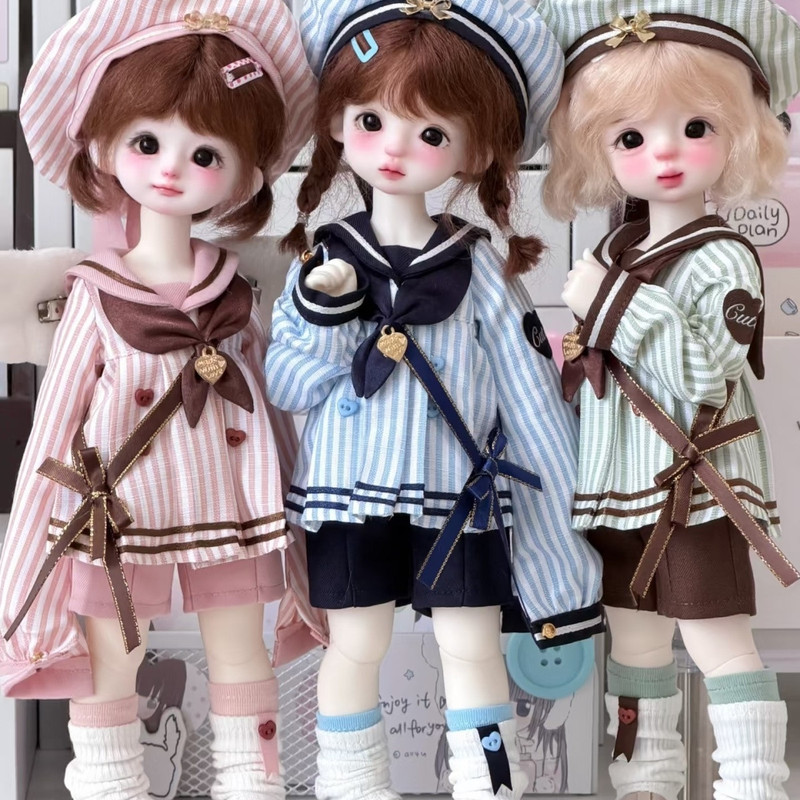 Six-Point Bjd Doll Clothes Sailor Suit Set Striped Navy Collar Top Shorts Crossbody Bag Ob24 Special Six-Point Doll Clothes Six-Point Bjd Doll Clothes Sailor Suit Set Striped Navy Collar Top Shorts Crossbody Bag Ob24 Special Six-Point Doll Clothes