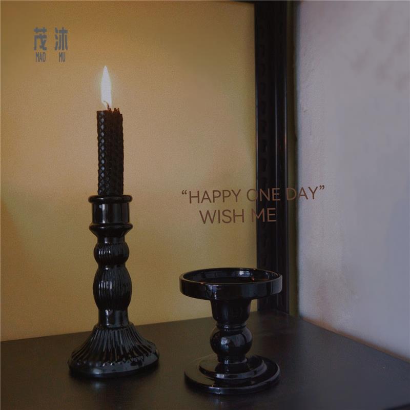 Medieval Crystal Black Wax Candle Holder Glass Romantic Candle Light Dinner Wedding Celebration Shooting Props INS Style-Taobao