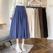 Lucyever Vintage Brown High Waist Pleated Skirt Women Korean