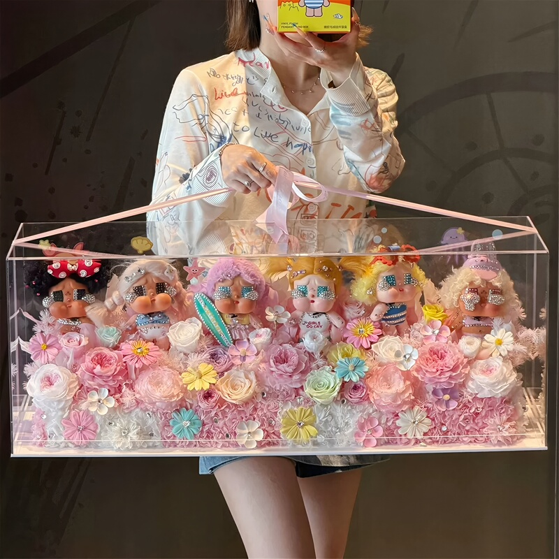 Highly Transparent Acrylic Display Box with Integrated Dust Cover, DIY Handmade Display Frame, High-Transparency Empty Box