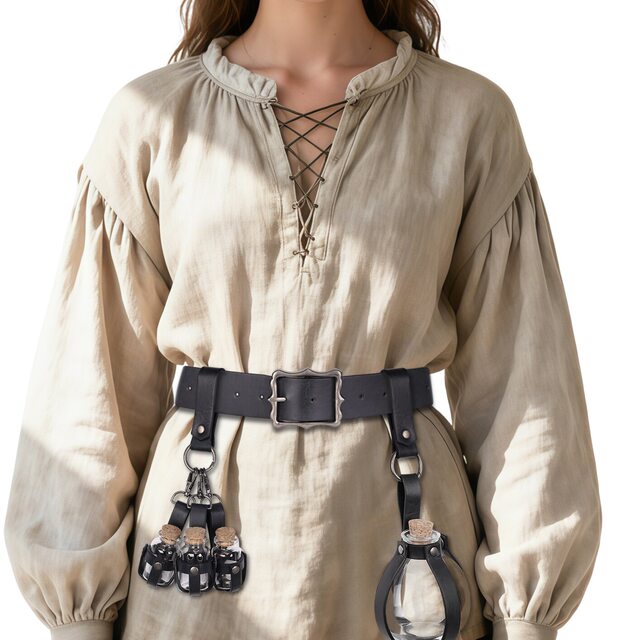 Medieval Steampunk Alchemy Bottle Witch Magic Belt Nordic Viking Style Retro Cosplay Performance Prop
