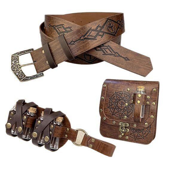 Medieval Alchemy Magic Bottle Hanging Bag Belt Set Nordic Viking Style Retro Cos Role-Playing Props
