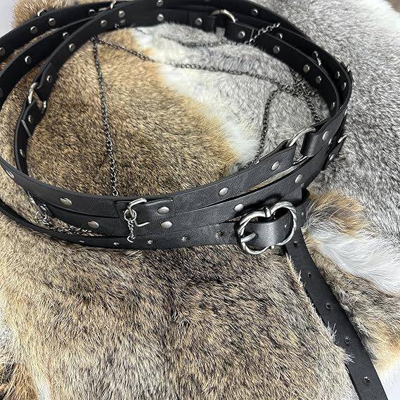 Steampunk Retro Dress Vintage Viking Multi-Layer Body Chain Belt Waist Belt Cosplay Thin Belt for Men and Women