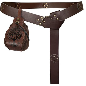 New Medieval O-Ring Belt Waist Bag with Rivets, Portable Drawstring Pouch, Vintage Renaissance Cosplay