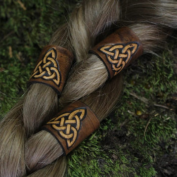 Nordic Viking Style Celtic Leather Hair Accessory Circle Hair Buckle Retro Hair Ring Buckle Cosplay Accessory