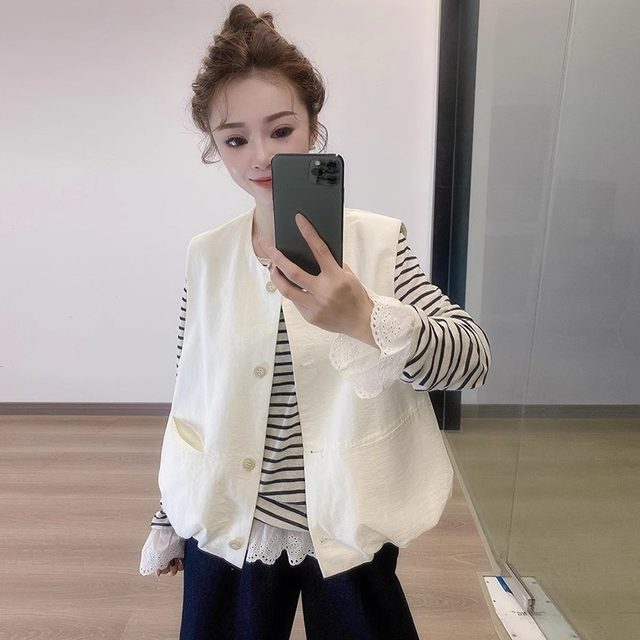 Korean style casual vest for women 2025 spring and autumn new outer wear vest top loose fashionable vest vest jacket