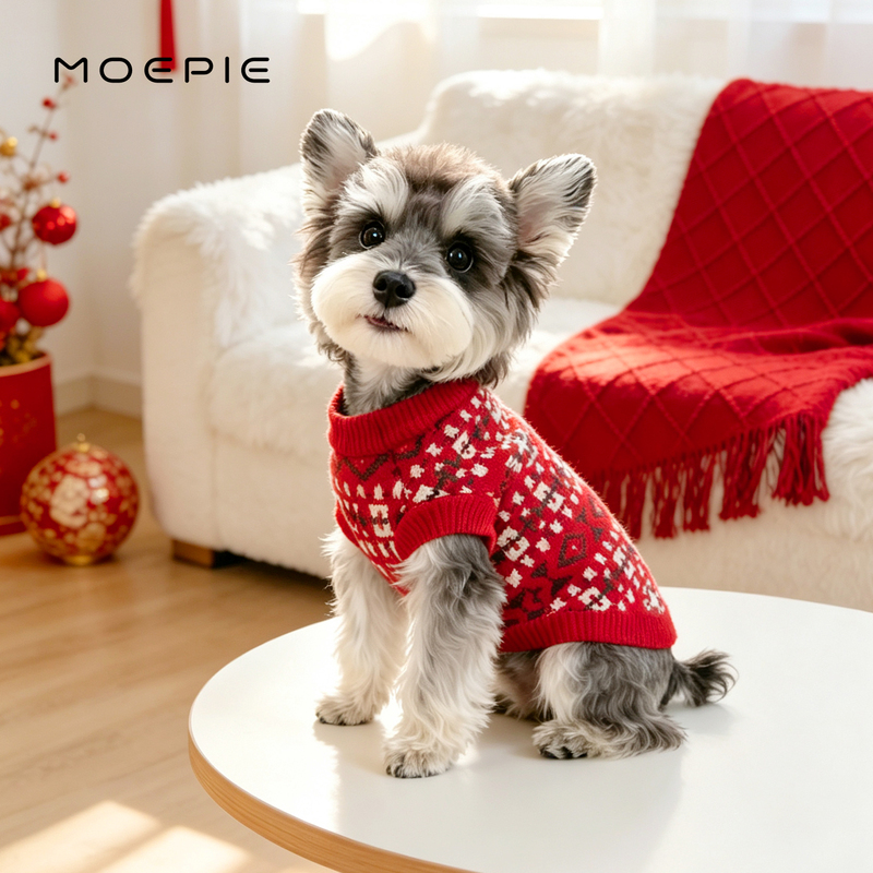 Moepie Pet Dog New Year Clothes Festive Tang Suit Teddy Bichon Schnauzer Small Dog Sweater Winter Clothing