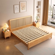 Nordic rattan solid wood bed simple double bed teng bed log Japanese furniture retro B&B 1 8 meters 1 5 large bed