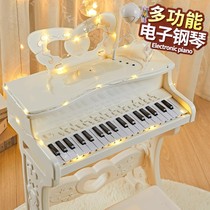 儿童钢琴玩具2024新款多功能女孩可弹奏电子琴带话筒宝宝生日礼物