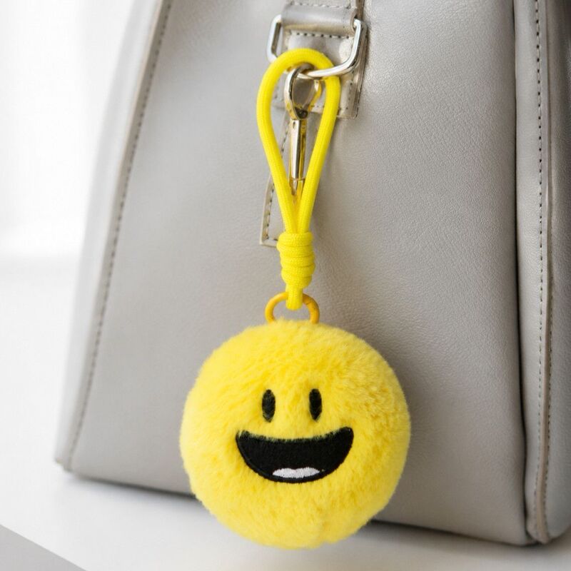 Cute Verity Plush Yellow Expression Ball Pendant Spherical Doll Pendant Bag Decoration Plush Toy Gift