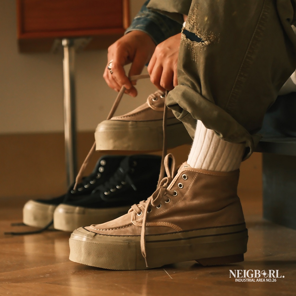 【ダックハンティング】NEIGBORL 趙おじさんの厚底、高さのあるスエードレザーのトレンドのハイカット日本製加硫ダックハンティングシューズ