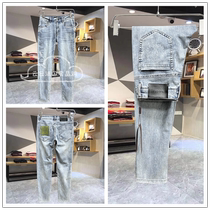 French direct mail Gucci Gucci new casual mens straight slim slim washed blue jeans for men